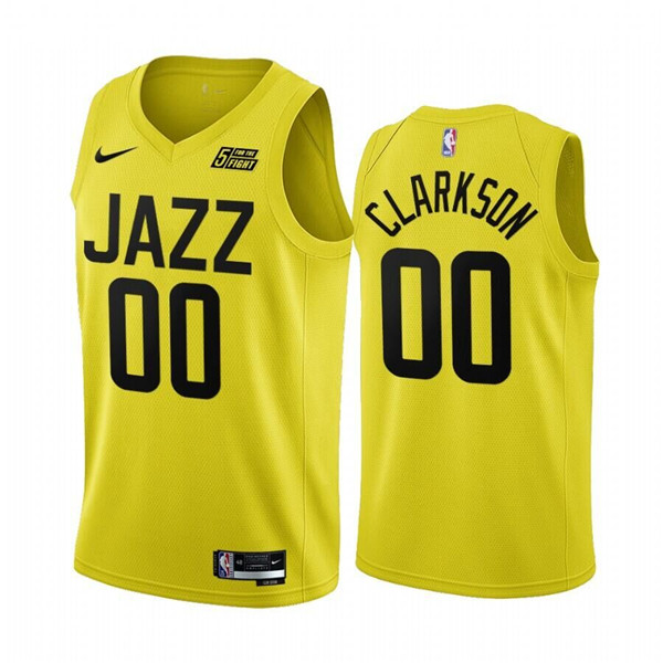 Men's Utah Jazz #00 Jordan Clarkson 2022/23 Yellow Icon Edition Stitched Basketball Jersey